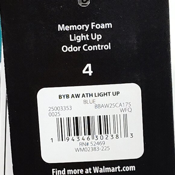Athletic Works Light-Up Sneaker Boy 4 Bungee Laces Hook Loop Strap On/Off Switch - Picture 13 of 15